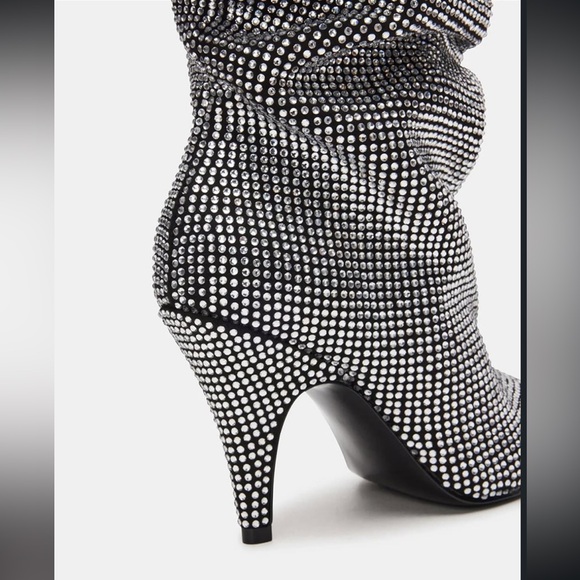 Steve Madden Silver Rhinestone Heeled Boots - Picture 5 of 9